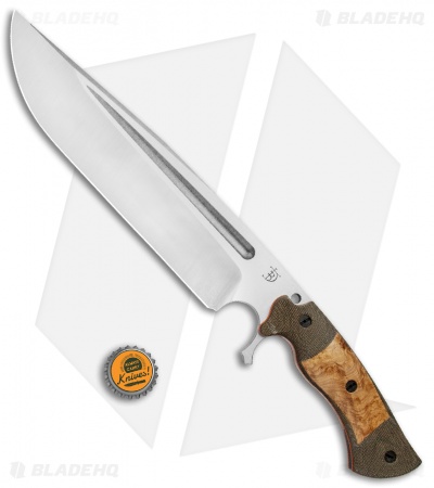 Dark Timber Knives Cave Bear Knife Black Ash Burl / Green Mi. (10.3" Two-Tone)