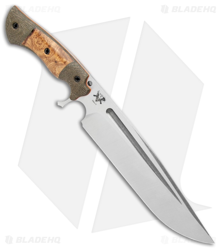 Dark Timber Knives Cave Bear Knife Black Ash Burl / Green Mi. (10.3" Two-Tone)