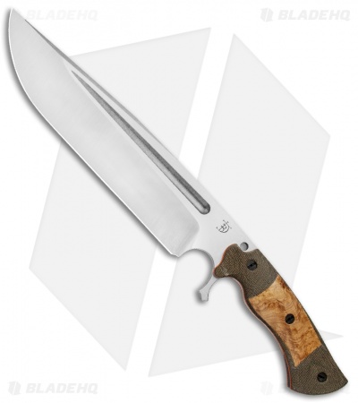 Dark Timber Knives Cave Bear Knife Black Ash Burl / Green Mi. (10.3" Two-Tone)