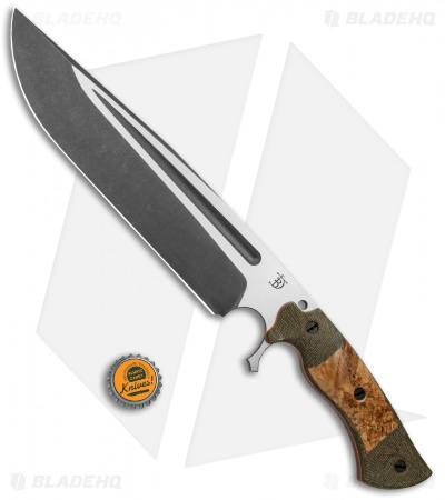Dark Timber Knives Cave Bear Knife Ash Burl Wood / Green Mi. (10.3" Two-Tone)