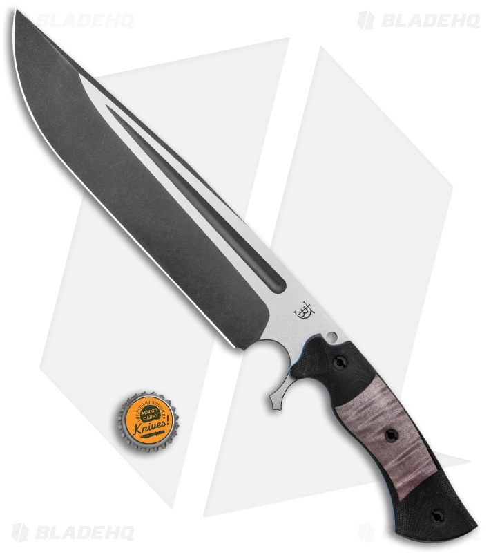 Dark Timber Knives Cave Bear Knife Black Curly Maple / Micarta (10.3" Two-Tone)