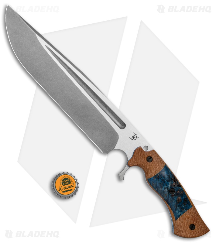 Dark Timber Knives Cave Bear Knife Blue Maple Burl / Micarta (10.3" Two-Tone)