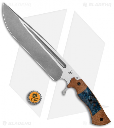 Dark Timber Knives Cave Bear Knife Blue Maple Burl / Micarta (10.3" Two-Tone)