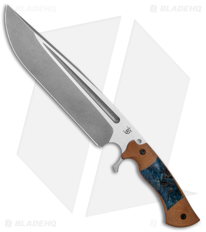 Dark Timber Knives Cave Bear Knife Blue Maple Burl / Micarta (10.3" Two-Tone)