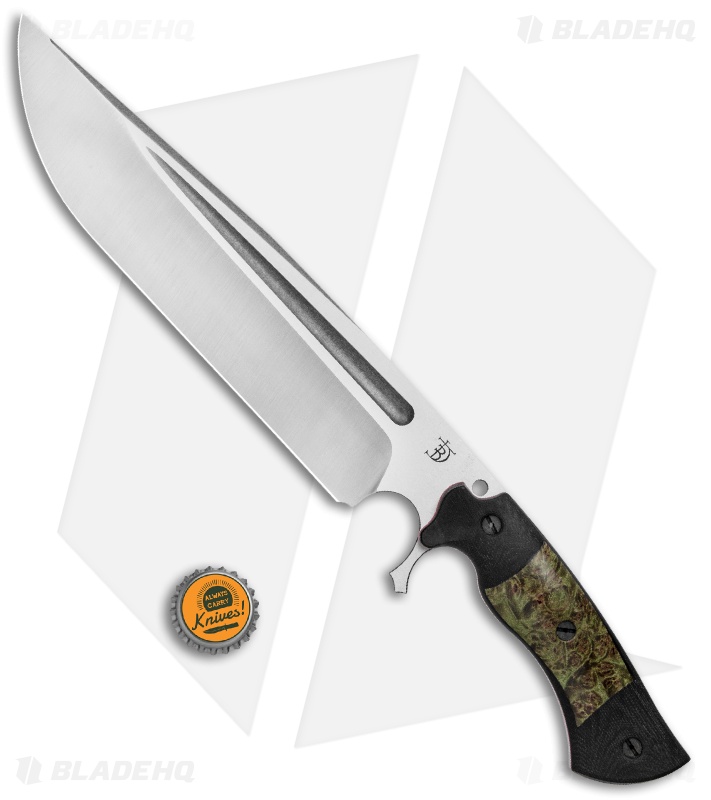 Dark Timber Knives Cave Bear Knife Green Maple Burl / Black Mi. (10.3" Two-Tone)