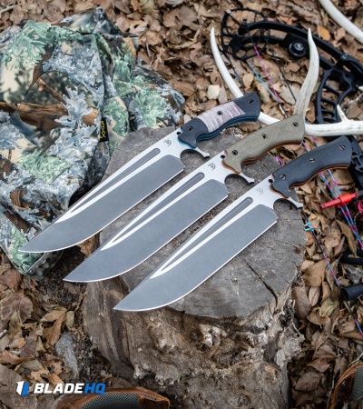 Dark Timber Knives Cave Bear Knife Black Micarta (10.3" Two-Tone Acid)