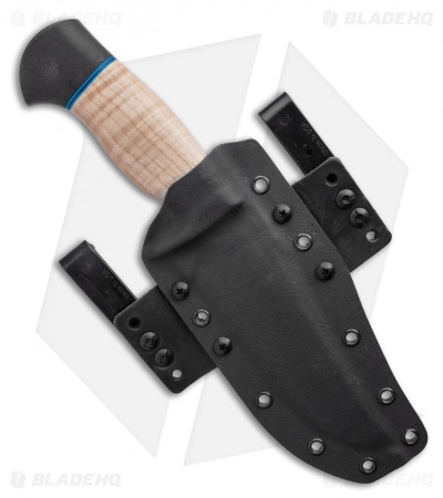 Dark Timber Knives Comanche Knife Curly Maple Wood / Black G-10 (6.3" Two Tone)