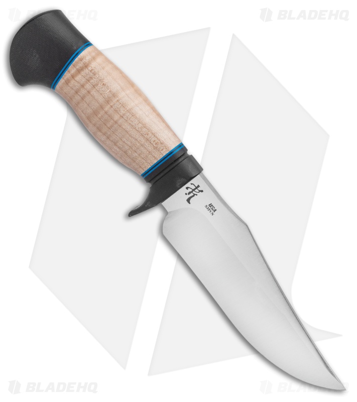 Dark Timber Knives Comanche Knife Curly Maple Wood / Black G-10 (6.3" Two Tone)