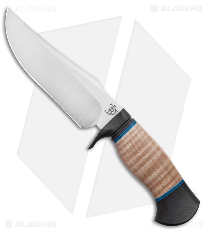 Dark Timber Knives Comanche Knife Curly Maple Wood / Black G-10 (6.3" Two Tone)