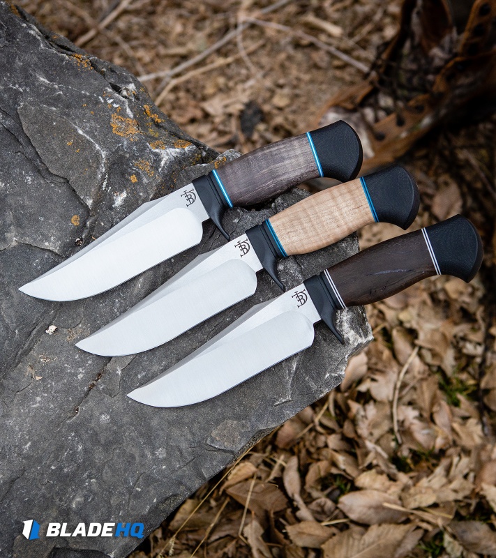 Dark Timber Knives Comanche Knife Curly Maple Wood / Black G-10 (6.3" Two Tone)