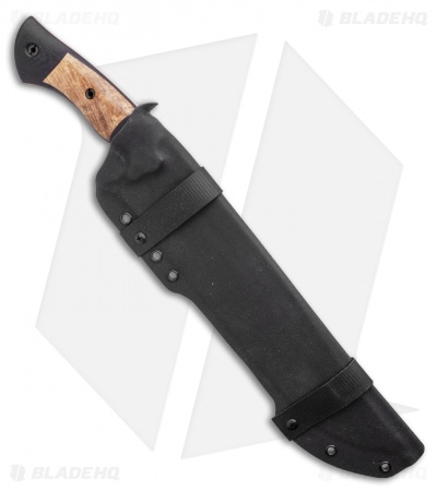 Dark Timber Knives Devil's Horn Knife Black Mi. / Ash Burl Wood (11.8" Two-Tone)