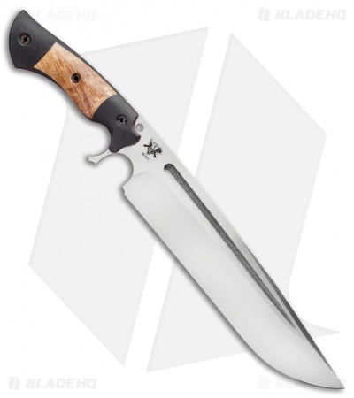 Dark Timber Knives Devil's Horn Knife Black Mi. / Ash Burl Wood (11.8" Two-Tone)