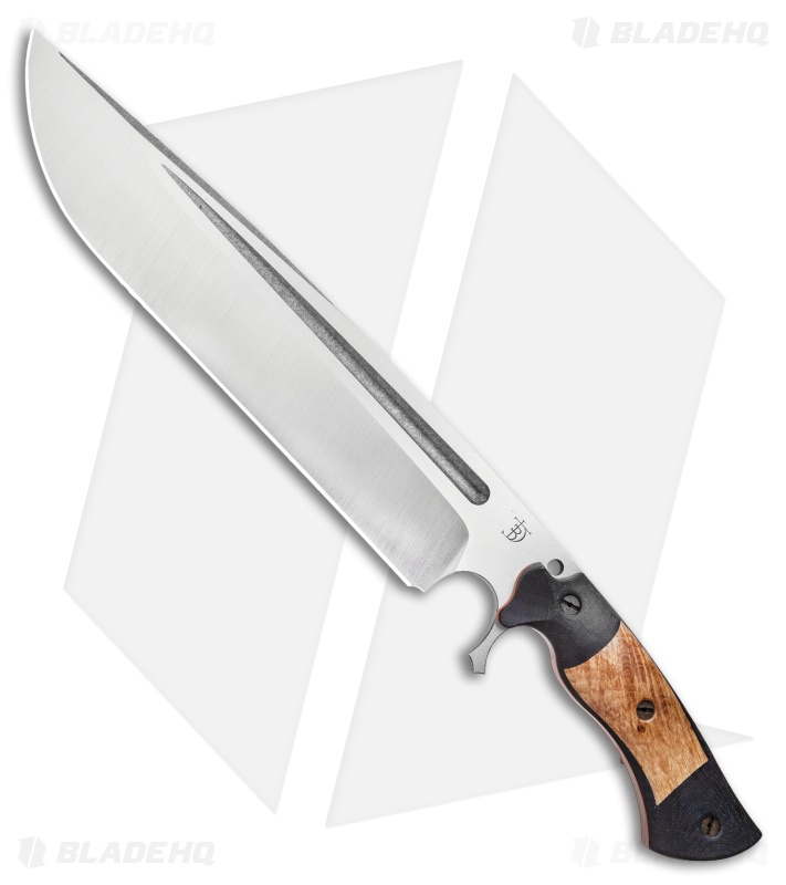 Dark Timber Knives Devil's Horn Knife Black Mi. / Ash Burl Wood (11.8" Two-Tone)