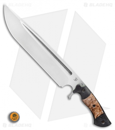 Dark Timber Knives Devil's Horn Knife Black Mi./Black Ash Burl (11.8" Two-Tone)