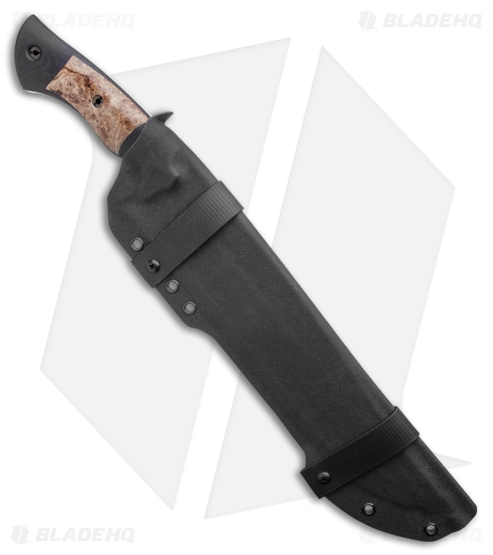 Dark Timber Knives Devil's Horn Knife Black Mi./Black Ash Burl (11.8" Two-Tone)