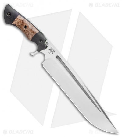 Dark Timber Knives Devil's Horn Knife Black Mi./Black Ash Burl (11.8" Two-Tone)