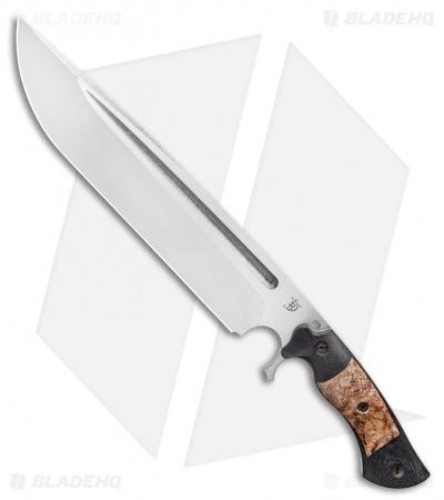 Dark Timber Knives Devil's Horn Knife Black Mi./Black Ash Burl (11.8" Two-Tone)