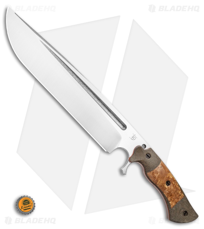 Dark Timber Knives Devil's Horn Knife Green Mi. / Ash Burl Wood (11.8" Two-Tone)