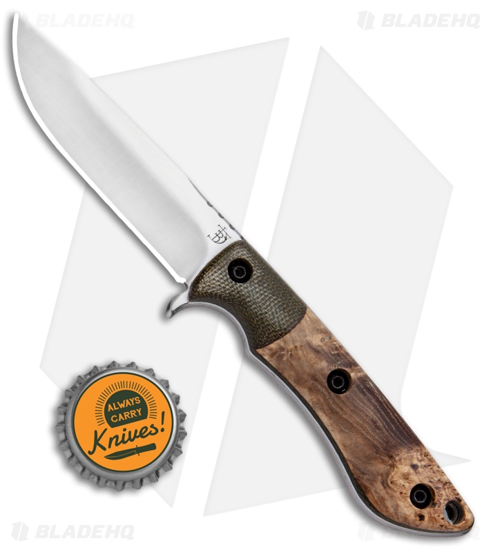 Dark Timber Tavi Fixed Blade Green Micarta/Black Ash Burl/White (3.25" Satin)
