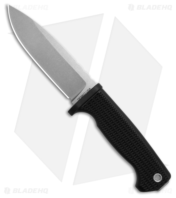 Demko Knives Freereign USA Made MagnaCut Drop Point Knife Rubber Black (5" SW)
