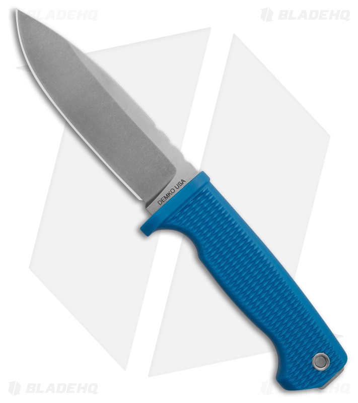 Demko Knives Freereign USA Made MagnaCut Drop Point Knife Rubber Blue (5" SW)