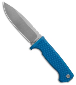 Demko Knives Freereign USA Made MagnaCut Drop Point Knife Rubber Blue (5" SW)