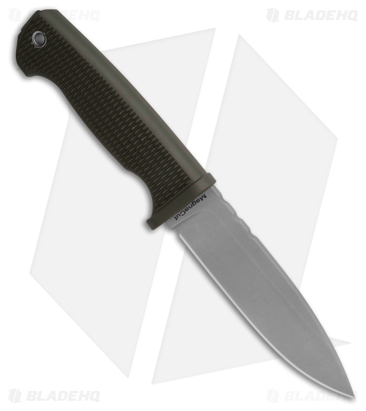 Demko Knives Freereign USA Made MagnaCut Drop Point Knife Rubber Green (5" SW)