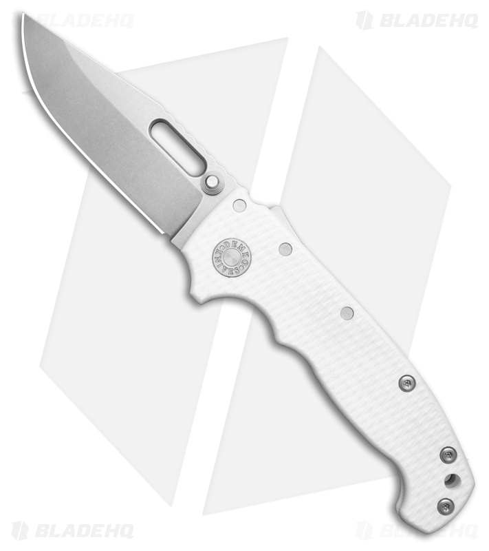 Demko Knives MG AD20S Clip Point Shark-Lock Knife White G-10 (3.6" SW)