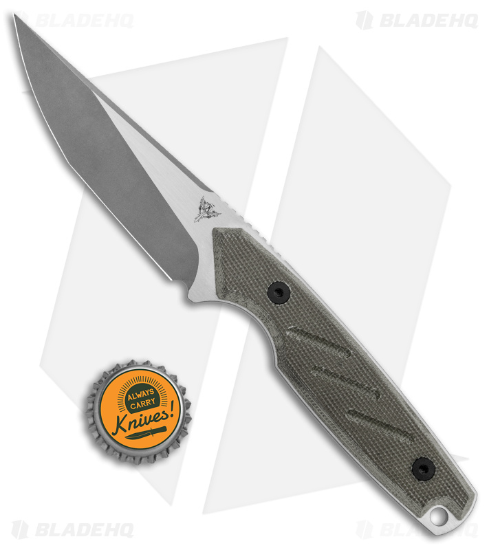 Dirty Bird Knives Fox MODIII Fixed Blade Knife OD Green Canvas Micarta (3.8" SW)