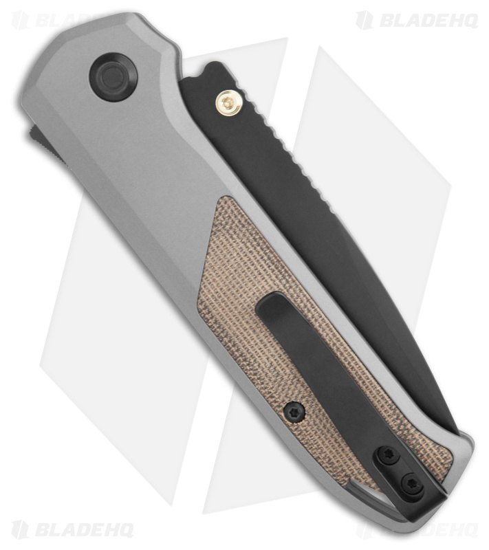 Flytanium Arcade Shark-Lock Knife Gray w/ Green Micarta (3.2" Black DLC)