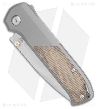 Flytanium Arcade Shark-Lock Knife Gray w/ Green Micarta (3.2" Stonewash)