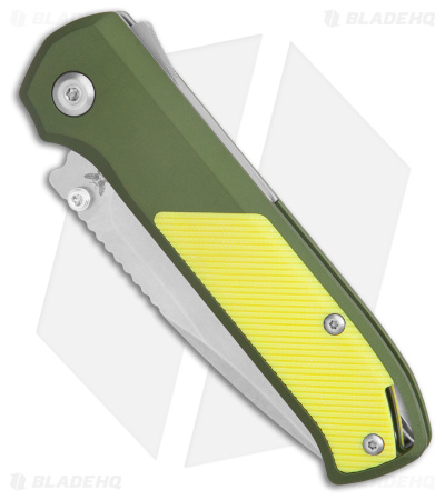Flytanium Arcade Shark-Lock Knife  OD Green w/ Black G-10 (3.2" Stonewash)