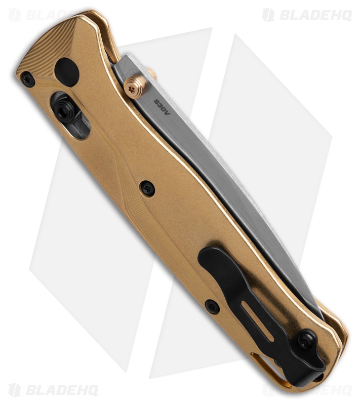 Flytanium Brass Crossfade Scales + Benchmade Bugout Knife (3.24" Satin)