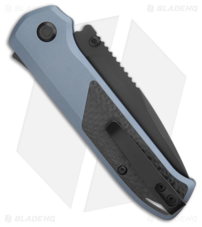 Flytanium Arcade Shark-Lock Knife Blue Aluminum w/Carbon Fiber (3.2" Black)