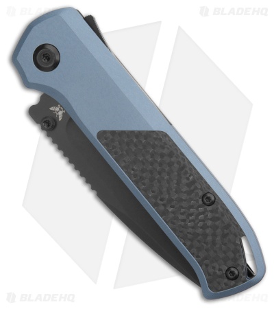 Flytanium Arcade Shark-Lock Knife Blue Aluminum w/Carbon Fiber (3.2" Black)