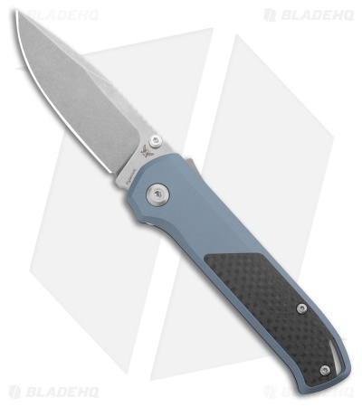 Flytanium Arcade Shark-Lock Knife Blue Aluminum w/Carbon Fiber (3.2" Stonewash) 