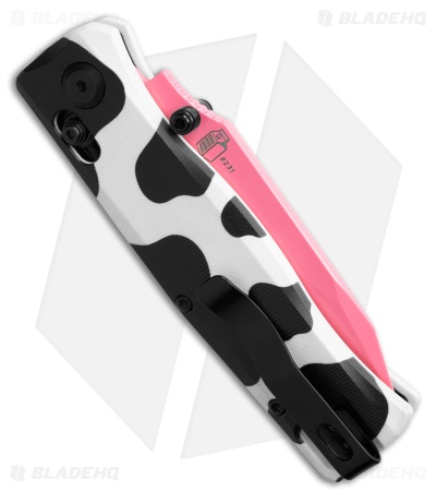 Flytanium BEEF Crossbar Lock Knife Dairy Cow G-10 (3.5" Pink)