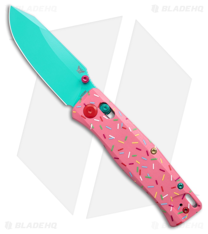 Flytanium BEEF Crossbar Lock Knife Dessert Warrior Pink G-10 (3.5" Blue)