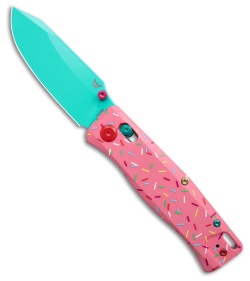 Flytanium BEEF Crossbar Lock Knife Dessert Warrior Pink G-10 (3.5" Blue)