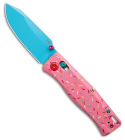 Flytanium BEEF Crossbar Lock Knife Dessert Warrior Pink G-10 (3.5" Blue)