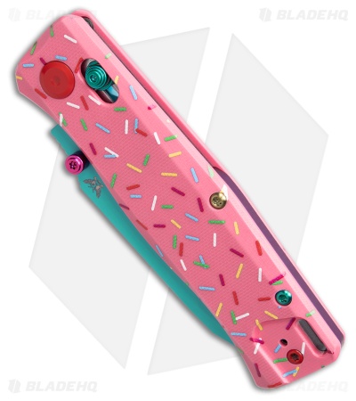 Flytanium BEEF Crossbar Lock Knife Dessert Warrior Pink G-10 (3.5" Blue)