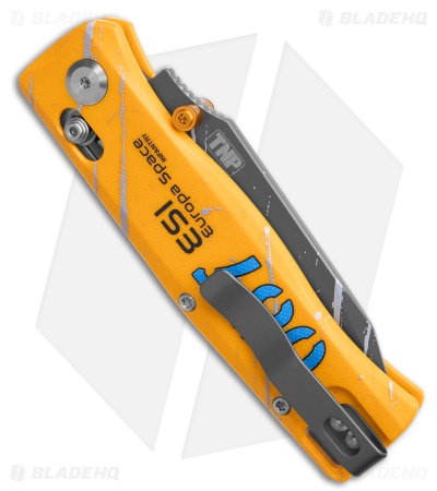 Flytanium BEEF TNP ESI V1.0 Crossbar Lock Knife Yellow G-10 (3.5" Gray Print)