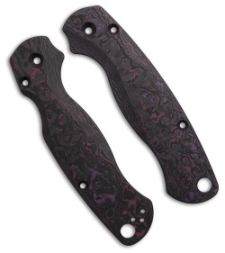 Flytanium CF Lotus Scales for Spyderco Paramilitary 2 - Purple Haze Fat Carbon