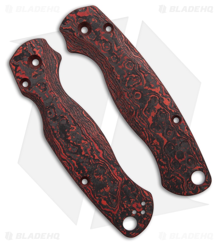 Flytanium CF Lotus Scales for Spyderco Paramilitary 2 - Lava Flow Fat Carbon