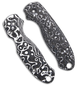 Flytanium Lotus CF Scales for Spyderco Para 3 Knife - White Storm Fat Carbon