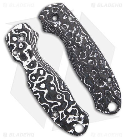 Flytanium Lotus CF Scales for Spyderco Para 3 Knife - White Storm Fat Carbon