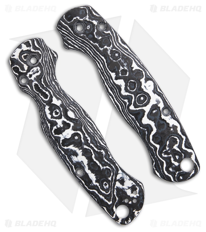 Flytanium Lotus CF Scales for Spyderco Paramilitary 2 - White Storm Fat Carbon