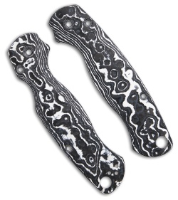 Flytanium Lotus CF Scales for Spyderco Paramilitary 2 - White Storm Fat Carbon