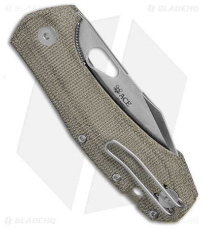 GiantMouse Vox/Anso ACE Atelier Liner Lock Knife Green Canvas Micarta (2.9" Sat)