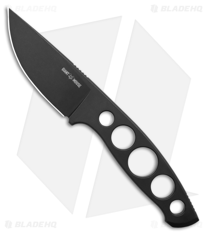 GiantMouse GMF5 Fixed Blade Knife Black Stainless Steel (3.38" Black PVD N690)